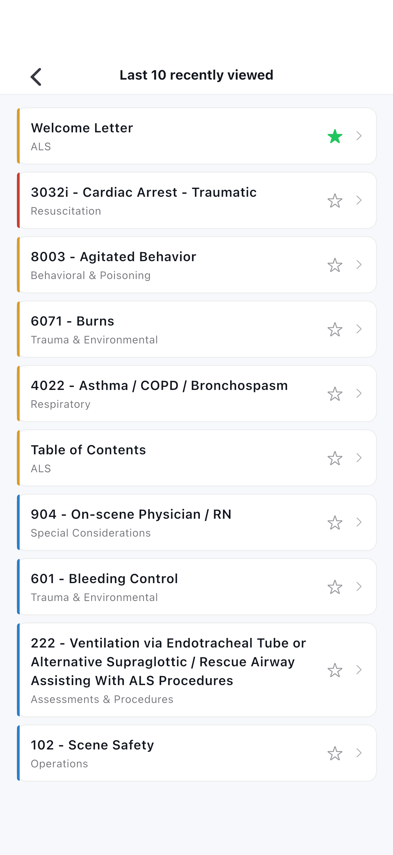 PA EMS Protocols Recents (Light mode)