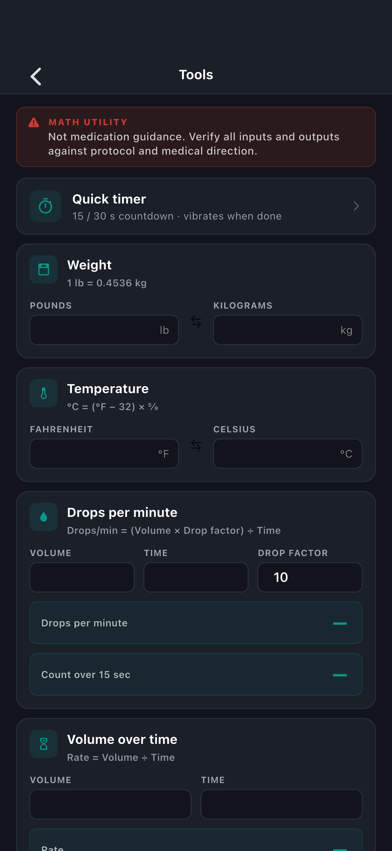PA EMS Protocols Tools (Dark mode)